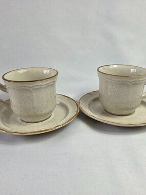 TWO Hearthside Autumn Fair Cup & Saucer Sets Baroque Beige & Brown